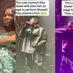 Romantic moment as Kizz Daniel’s wife joins him on stage, shares kiss as he performs