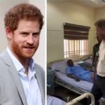 Prince Harry visits sick Nigerian soldiers at a hospital