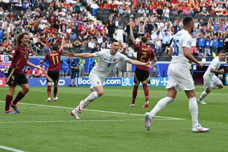 Belgium 0 v 1 Slovakia: Lukaku’s two goals disallowed as Slovakia shock Belgium