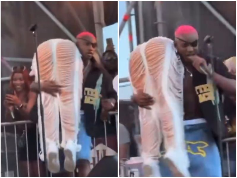 Audience goes wild as Ruger carries lady onstage for concert performance