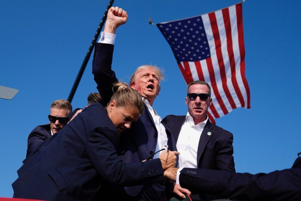 Donald Trump rushed offstage after sound of gunfire at campaign rally