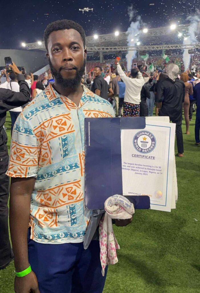 Man, Babajide Isreal, breaks Guinness World Record for the longest twerking hour