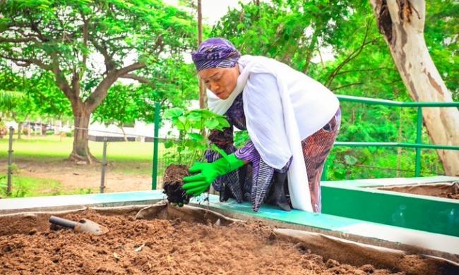 Nigeria’s First Lady, Oluremi Tinubu Unveils Her Small  Private Vegetable Garden In State House