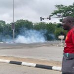 Police fires teargas at protesters around the federal secretariat in Abuja