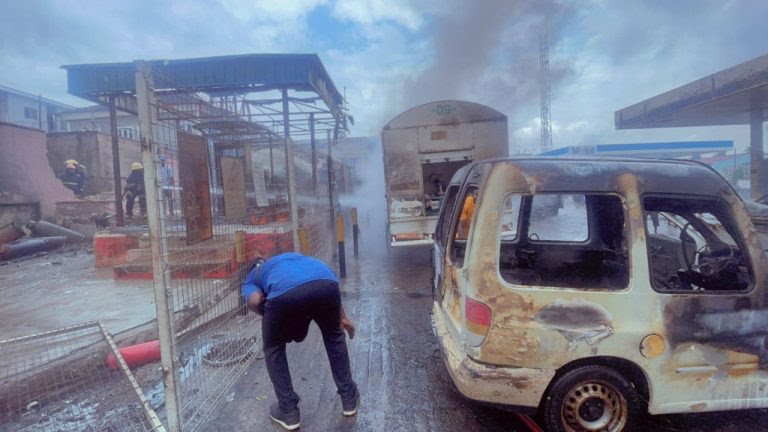 Fire breaks out at Mobil fuel station in Lagos