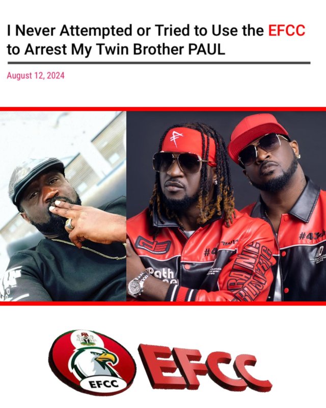 Peter Okoye clarifies misconceptions involving EFCC and his brothers