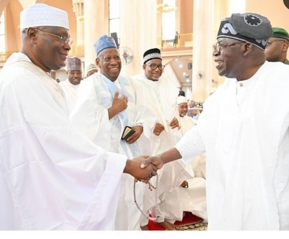 President Tinubu Meets Former VP Atiku Abubakar at Abuja Mosque