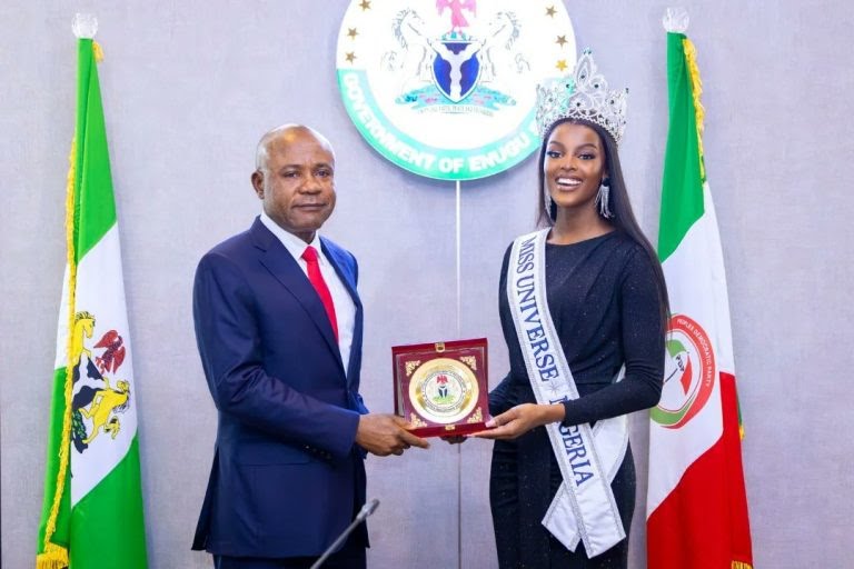 Enugu Governor Peter Mbah Receives and Appoints Miss Universe Nigeria Ambassador