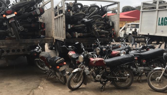 Lagos Task Force Seizes 128 Motorcycles in Ongoing Crackdown on Illegal Operations