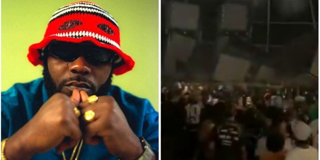 Shocking Video Shows Stage Collapse During Odumodublvck’s Performance, Sparking Fears for Rapper’s Safety