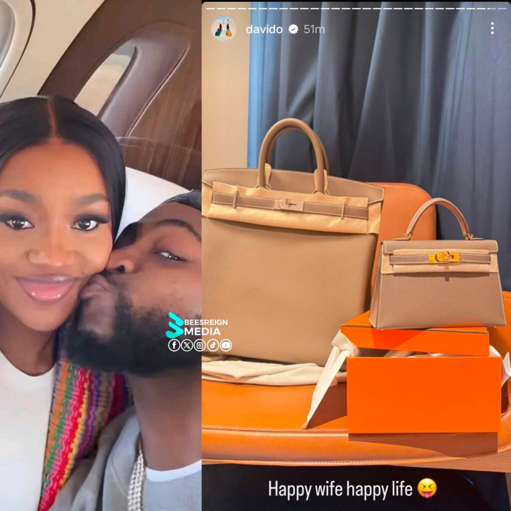 “Happy wife, happy life” – Davido shows off new Luxury Bags he got for his wife, Chioma Adeleke